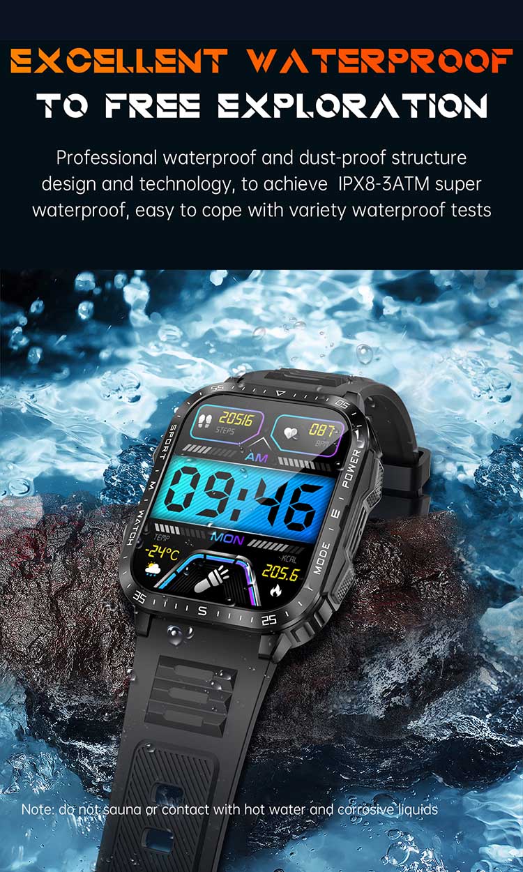 Sport Smart Watch, KT79 Smartwatch, KT79 Smart Watch, KT79 Light Smart Watch, Smart Watch with Flashlight, UV Light Smart Watch, KT79 Outdoor Smart Watch，KT79 Watch with Flashlight, KT79 Watch with UV Lamps